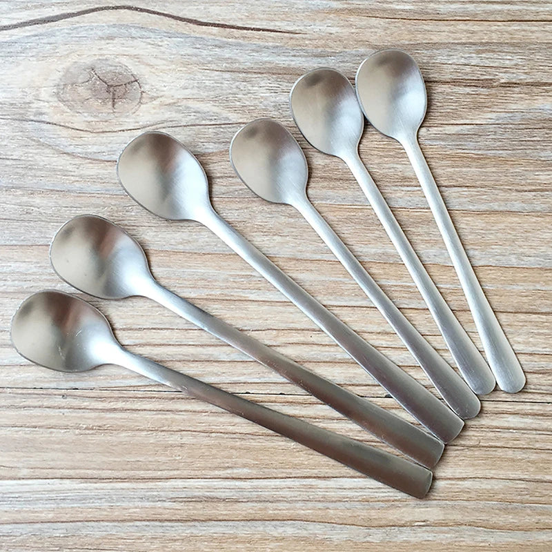 Stainless Steel Coffee Spoon Tableware Household Seasoning Spoon Creative Short Round Dessert Spoon Mixing Spoon