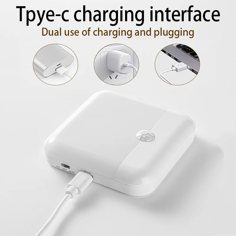 LED Motion Sensor Light Wireless LED Night Light Type C Rechargeable Night Light Cabinet Wardrobe Lamp Staircase For Kitchen LED