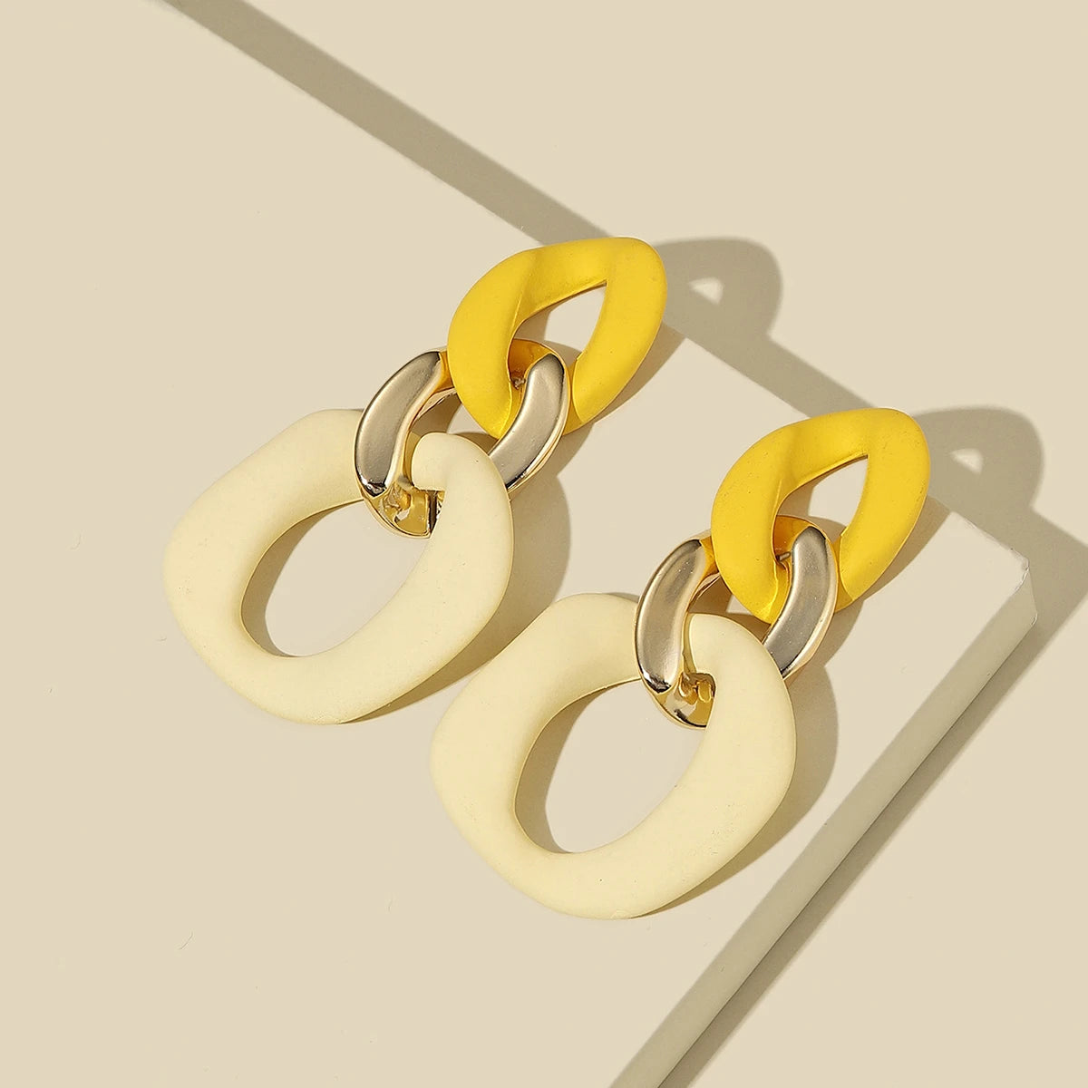 Bohemian Fashion Boho Jewelry Yellow Earrings For Women Trend Style Statement Dangle Earings Large Jewelry Geometry Accessories