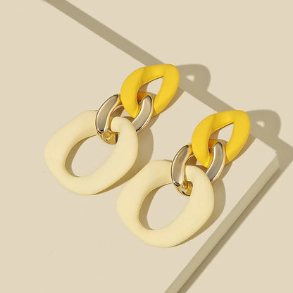 Bohemian Fashion Boho Jewelry Yellow Earrings For Women Trend Style Statement Dangle Earings Large Jewelry Geometry Accessories