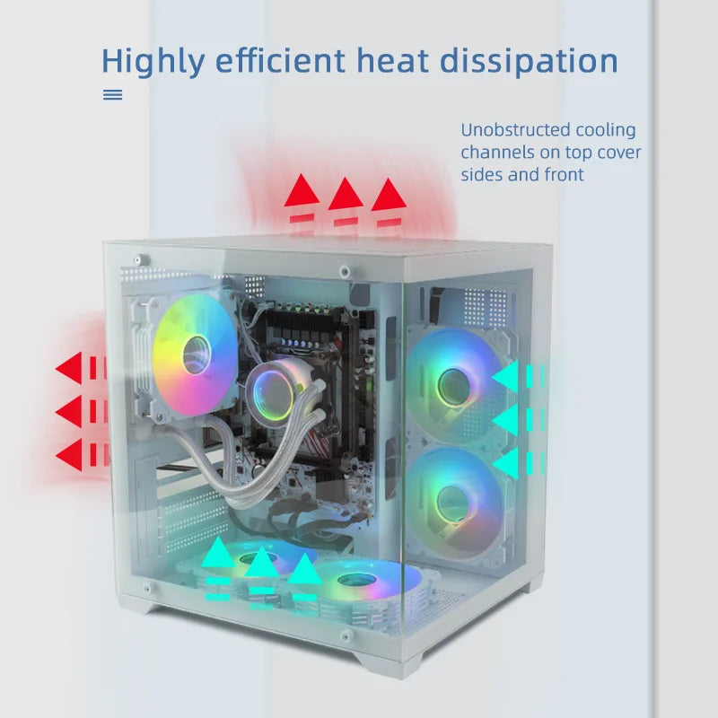 MANMU Hot Selling Gaming Computer MATX Cases pc Tempered Glass Case pc Computer Gaming Matx Computer Case