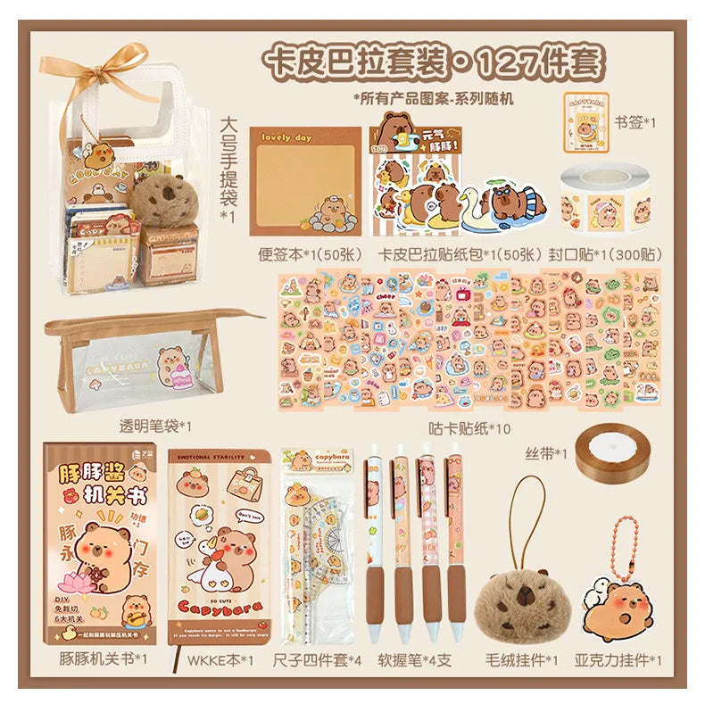 1 Set Capybara Stationery Set Student Graduation Gift Handbook Gift Bag Primary School Student Birthday Prizes