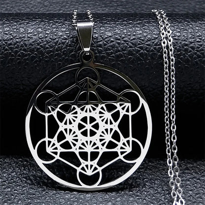 Seven Archangels Amulet Stainless Steel Necklaces Men Seal of Salomon Talisman Christian Protection Jewelry collar hombre N1162