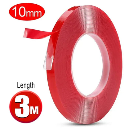 Double Sided Tape Nano Tape 3Meter 10/20/30mm Width Transparent Tape Washable Adhesive Nano Traceless Sticker Glue Red