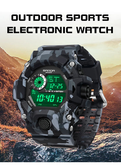 SANDA 2183 Fashion Military Student Electronic Watch Multi functional Timer Waterproof LED Student Electronic Digital Watch