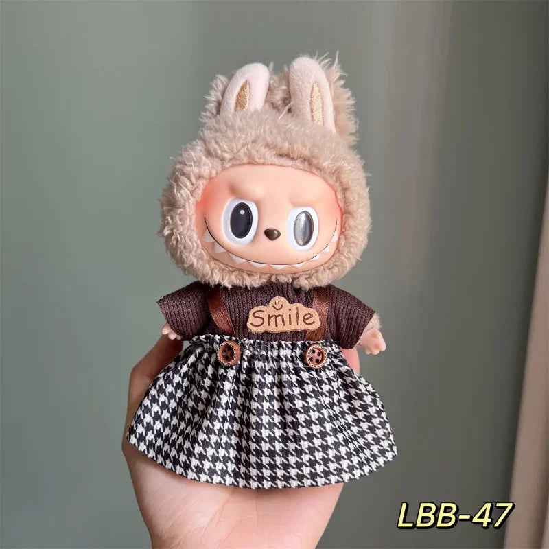 POP Labubu baby clothes 17cm plush vinyl labubu sit-down party first-generation and second-generation suit, clothes only