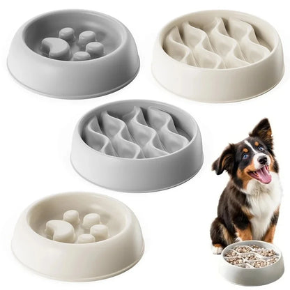 Paw Print Slow Feeder Bowls for Dogs, Cat Non-Spill Pet Food Water Dish, Easy Clean, Digestive Health, Dual-Use Prevents Choking