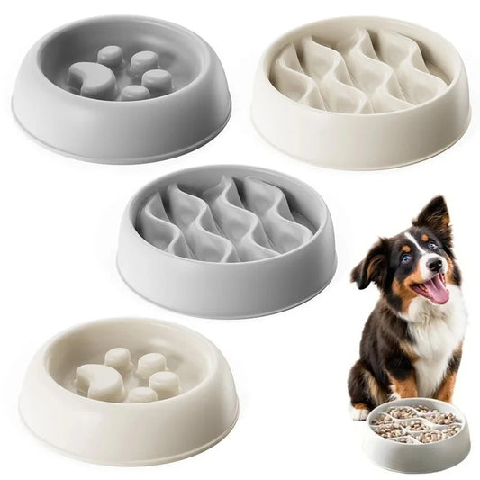 Paw Print Slow Feeder Bowls for Dogs, Cat Non-Spill Pet Food Water Dish, Easy Clean, Digestive Health, Dual-Use Prevents Choking