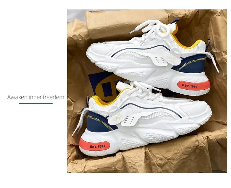 Men's Sneakers 2025 Spring Comfortable Non-slip Outdoor Running Shoes Elasticity Platform Basketball Athletic Tenis Masculino