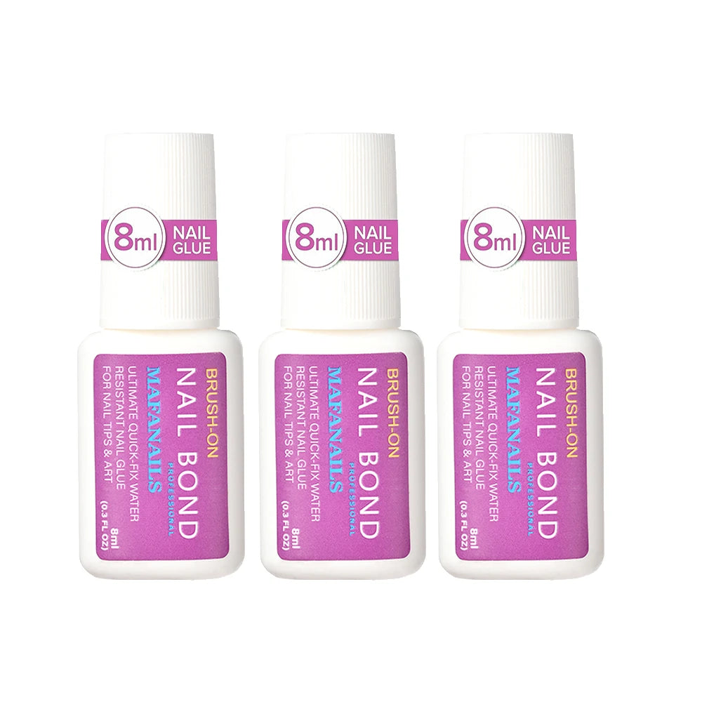 8ML Strong Nail Glue for Press on Nails Adhesive Broken Nail Repair Brush-on Nail Glue Rhinestone Charms Acrylic Tips Bond Glue