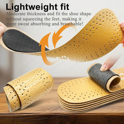 Ultra Thin Leather Insoles Antiperspirants Breathable Deodorant Sports Soft Sole Business Shoes Leather Replacement Inner Insole