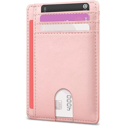 Slim Minimalist Front Pocket RFID Blocking Leather Wallets for Men and Women