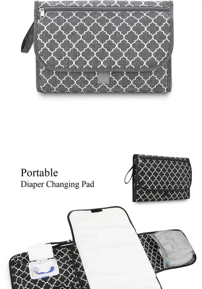 Portable Diaper Changing Pad, Portable Changing pad for Newborn Girl & boy - Baby Changing Pad with Smart Wipes Pocket