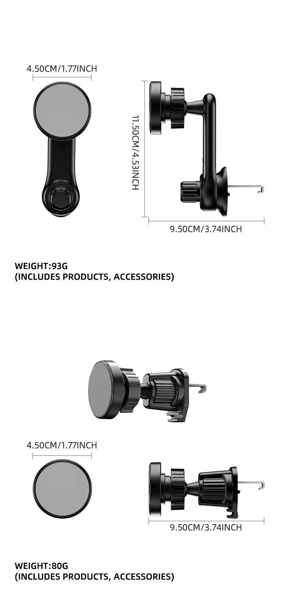 Magnetic Car Phone Holder with Hook Air Outlet Mobile Phone Holder Stand 360° Rotate Magnet Mount Bracket In Car For iPhone Xiao