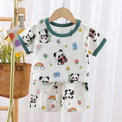 T-shirts Baby Clothes New Summer Children's Clothing  Children's Short Sleeved Shorts Suit Boys Girls Cotton