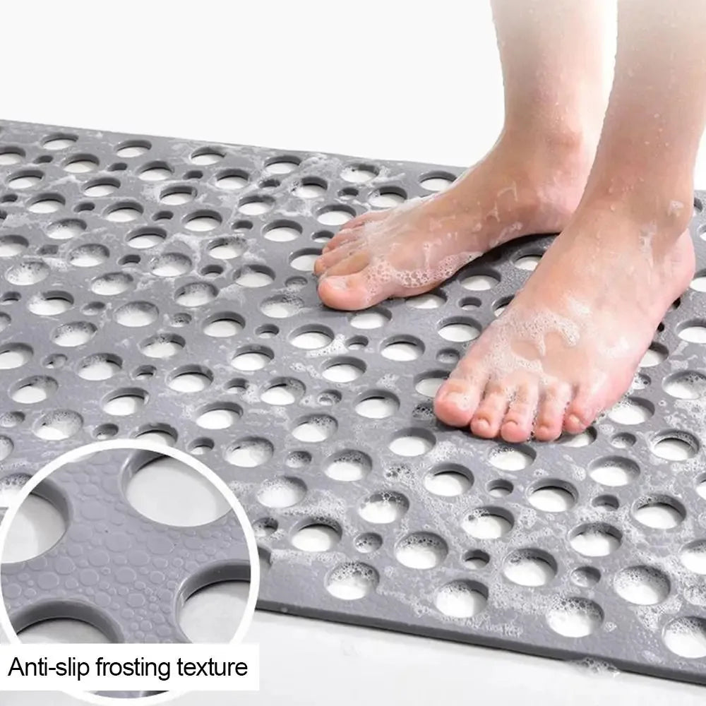 Slip Anti Mould Rubber Anti Slip Bath Mat with Drain Holes Machine Washable Antibacterial Resistant Shower Mat for Shower or Tub