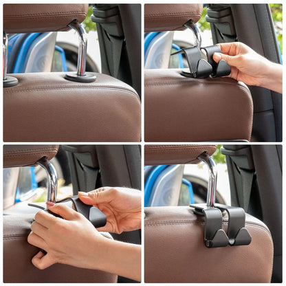 1Pcs Car Seat Back Double Hook Headrest Hanger Car Bag Pouch Clothes Hanging Hooks Duarable Fastener Clip Interior Accessories