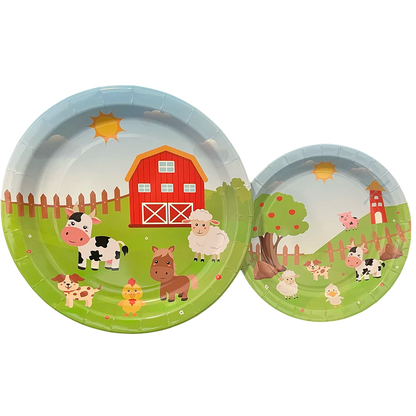 Farm Animals Disposable Tableware Paper Plates Cups Napkins Kids Farm Theme Birthday Party Decoration Supplies