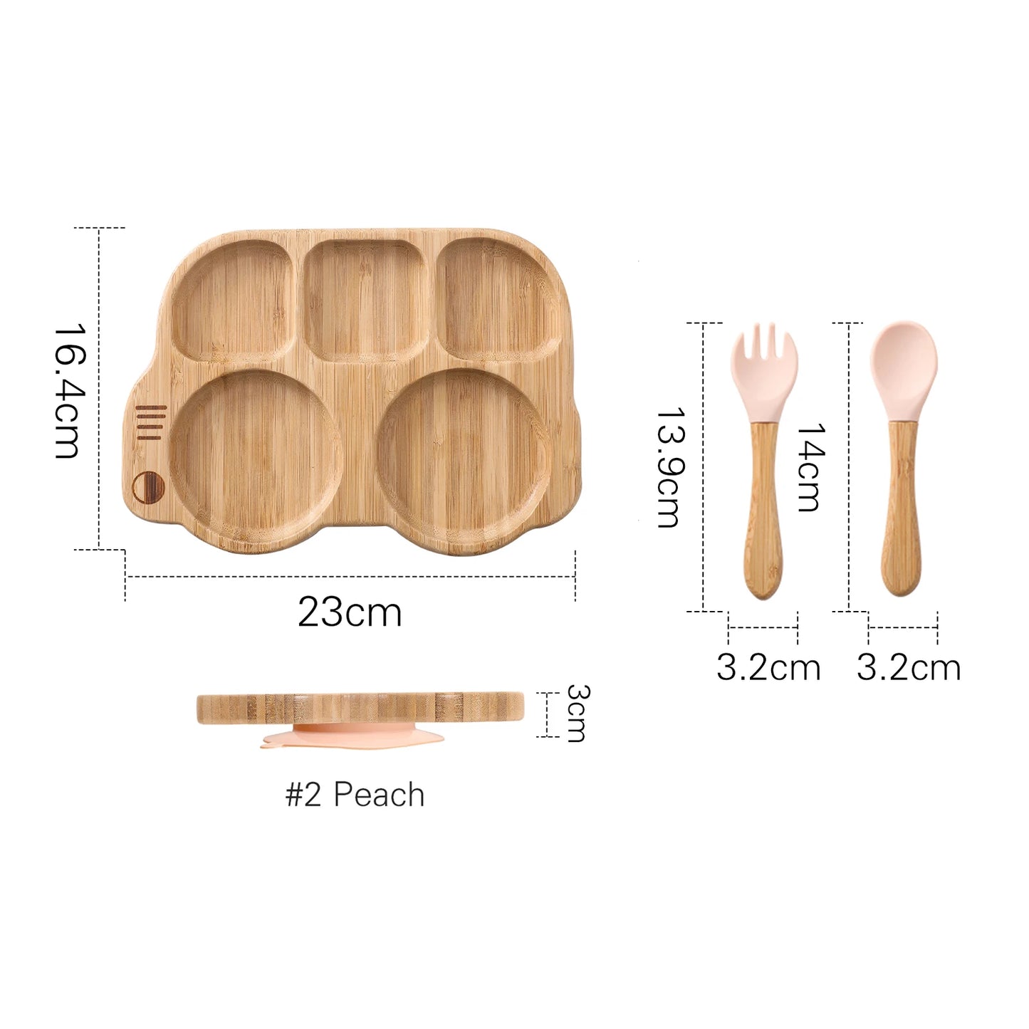 Baby Silicone Sucker Plate Spoon Fork Sets Children Feeding Tableware Set BPA Free Wooden Food Grade Dinner Plate Baby Stuff