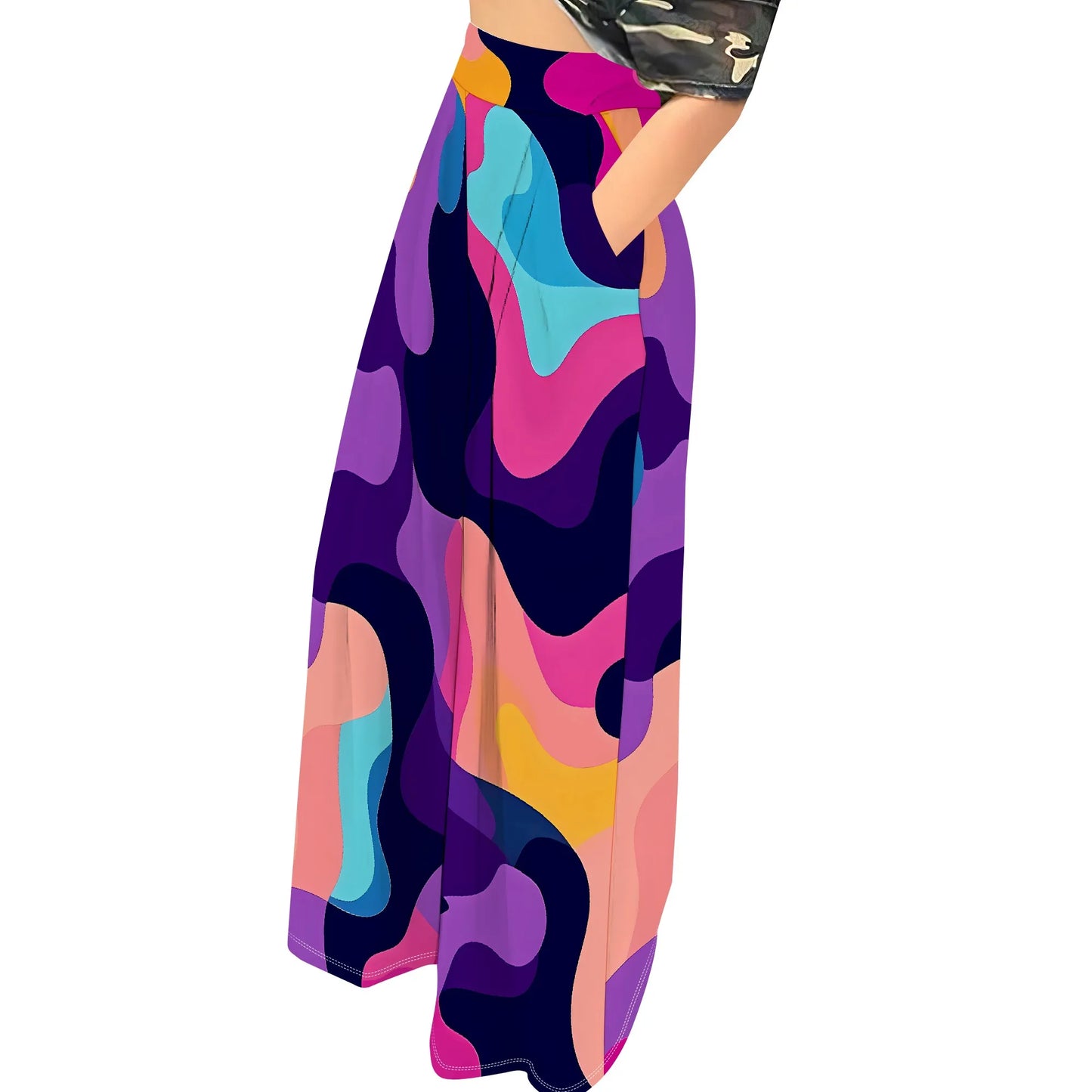 Womens Palazzo Long Pants High Waist Wide Leg Stretchy Loose Fit Casual Trousers with Pocket