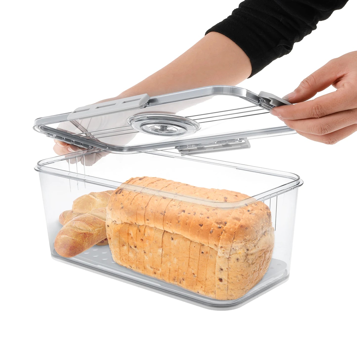 Bread Box Countertop Airtight Loaf Bread Storage Container Time Recording Bread Keeper Bread Holder Bin for Homemade Bread Bun