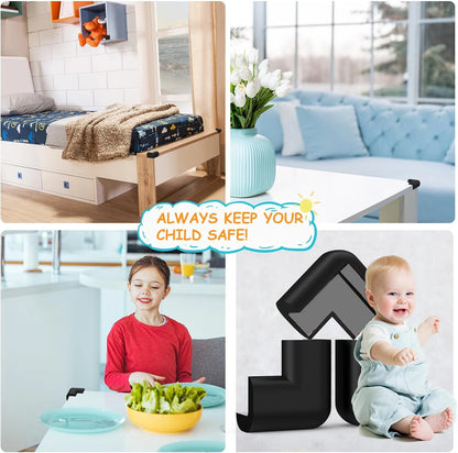 4pcs Soft Baby Proofing Corner Guards - Pre-Taped Table Corner Protector for Child Safety Furniture Bumper & Sharp Edge
