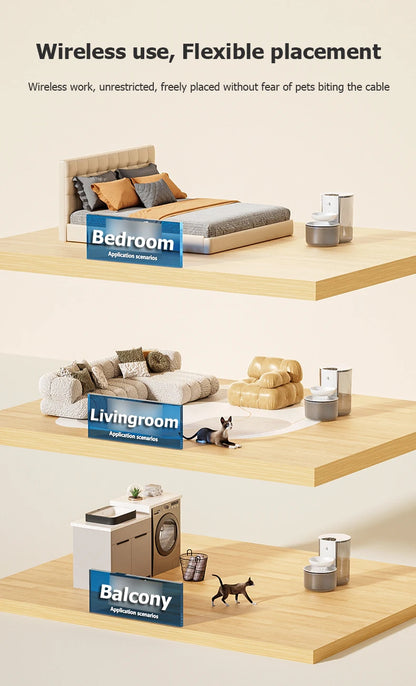 Smart Pet Water Dispenser, Wireless Cat Water Fountain, Dumping Dog Water Dispenser, Rechargeable Automatic Water Feeder