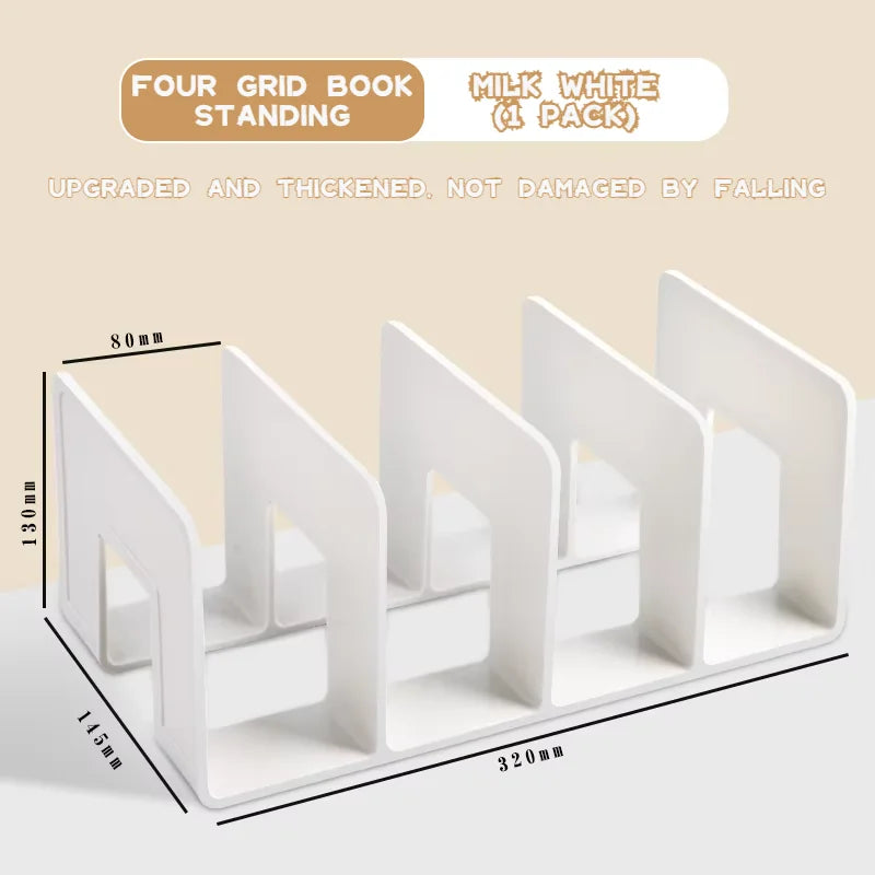 Upgraded Thickened 4-Slot Book Stand Sturdy Large Capacity Organizer for School Supplies Stationery Office Students Desk Tool