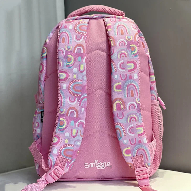 Genuine Australian Smiggle Schoolbag Light Pink Rainbow Door Student Stationery Pencil Case Large Capacity Backpack Student Gift