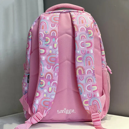 Genuine Australian Smiggle Schoolbag Light Pink Rainbow Door Student Stationery Pencil Case Large Capacity Backpack Student Gift