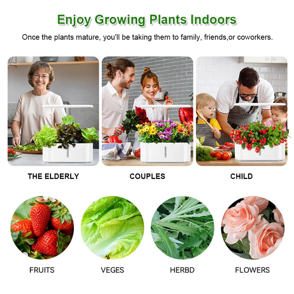 Hydroponics Growing System Indoor Garden Herb Garden Kit Indoor with LED Grow Light Quiet Smart Water Pump Automatic Timer Plant