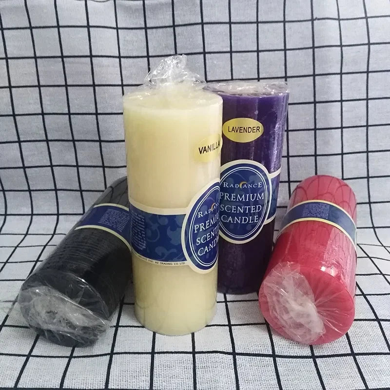 Flameless Pillar Candles Black Red Yellow Scented Candles Large Soy Wax Prayer Church Candles Aromatherapy