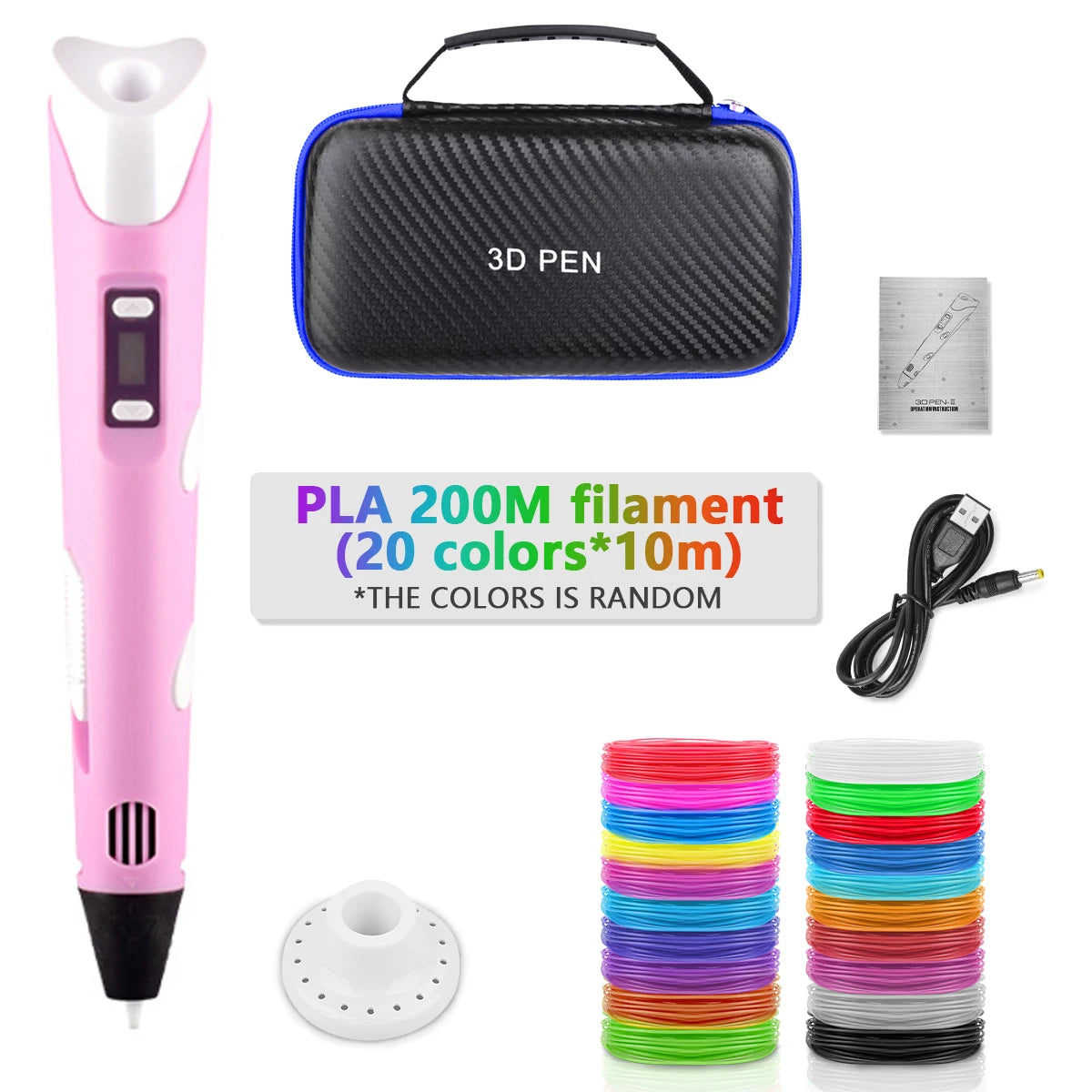 2023 Handwork 3D Pen 3d Printing Pen DIY Drawing Pens PLA Filament Birthday Christmas Gift For Kids Children with Power Adapter