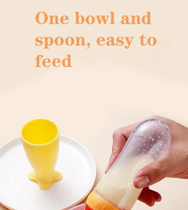 Safe Useful Silicone Baby Bottle with Spoon Food Supplement Rice Cereal Bottles Squeeze Spoon Milk Feeding Bottle Cup