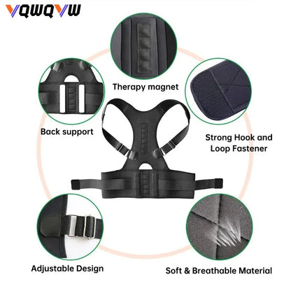 1Pcs Posture Corrector Magnetic Therapy Clavicle Back Straightener Shoulder Support Brace Lumbar Belt Correction,Back Support