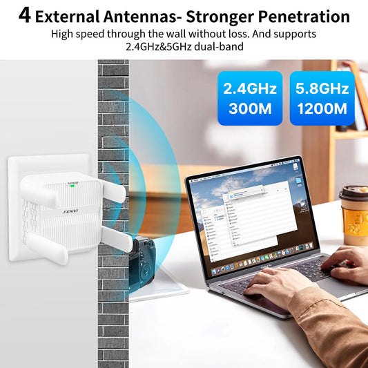 FENVI 5Ghz AX1500 WiFi 6 Repeater Extender Signal Booster Dual Band 2.4G/5GHz Wi-Fi Signal Amplifier Long Range Network Easy Set