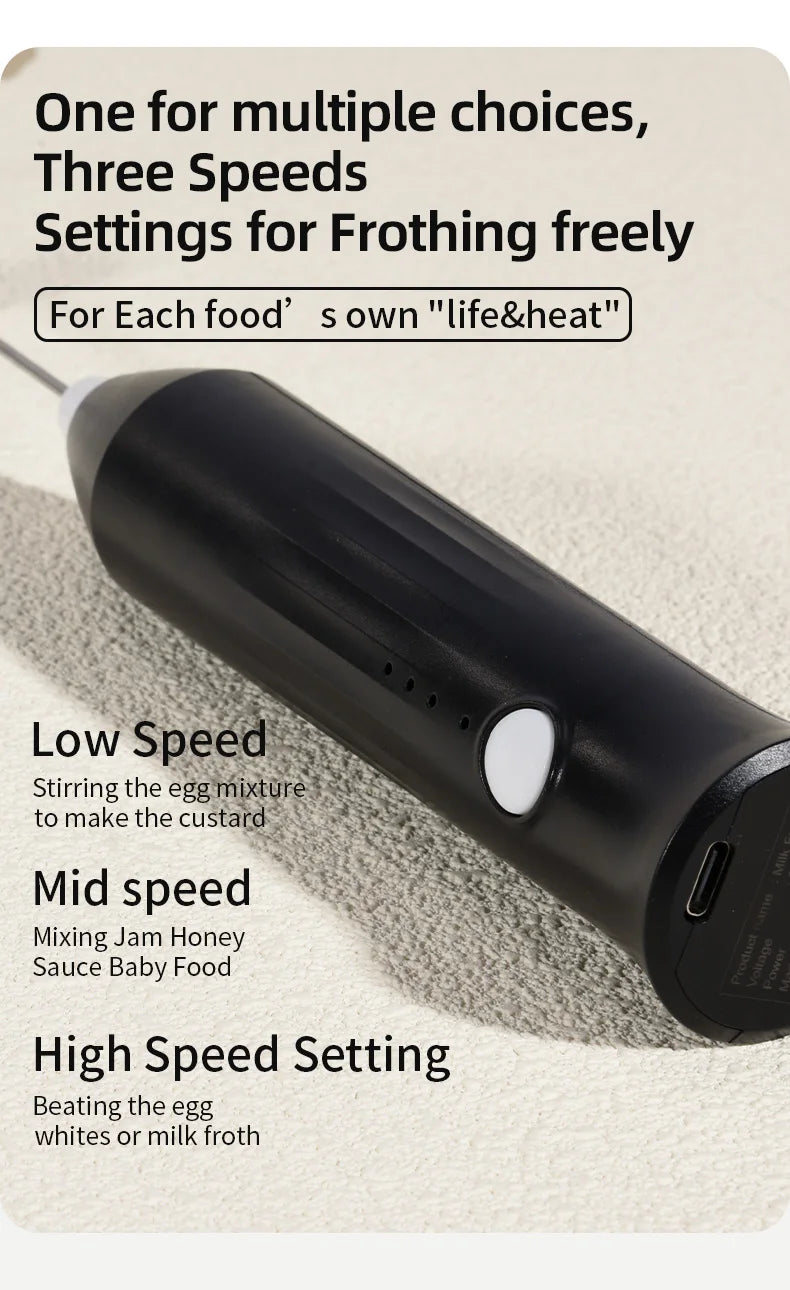 Wireless Milk Frother Electric Type-C Handheld Blender Stainless Steel Mini Coffee Maker Whisk Mixer For Coffee Cappuccino Cream