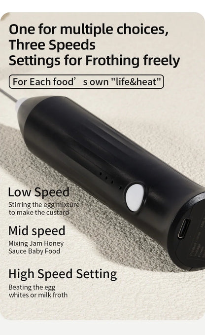 Wireless Milk Frother Electric Type-C Handheld Blender Stainless Steel Mini Coffee Maker Whisk Mixer For Coffee Cappuccino Cream