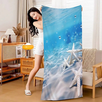 Beach Ocean Wave Anime Beach Swimming Towel Soft Absorbent Washcloth Children's Gifts For Kids Travel Camping Gym