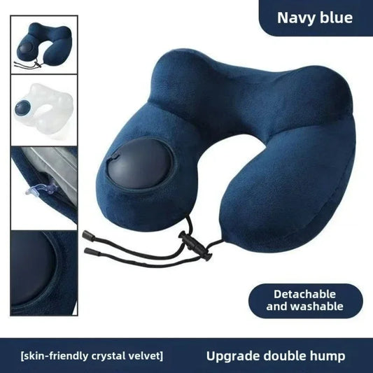 U-shaped Inflatable Travel Pillows Portable Air Pillow Neck Support Cushion Comfortable Sleeping Pillow Press To Inflate Pillow