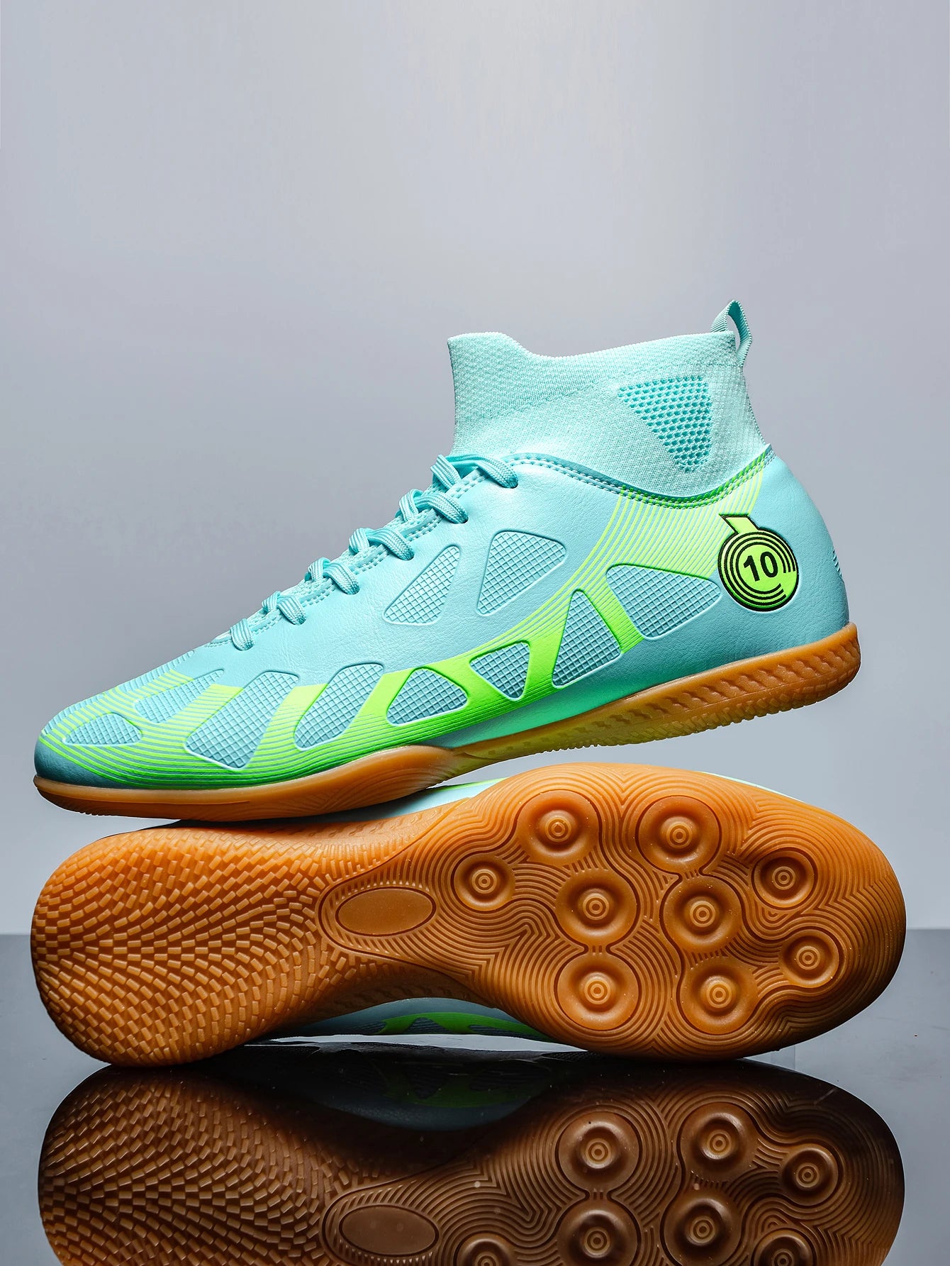 Men's Sports IC Indoor Flat Bottomed Football Shoes Adult High-Tops Wear Resisting Training Shoes Teenagers Non Slip Shoes