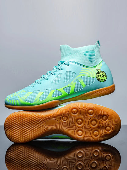 Men's Sports IC Indoor Flat Bottomed Football Shoes Adult High-Tops Wear Resisting Training Shoes Teenagers Non Slip Shoes