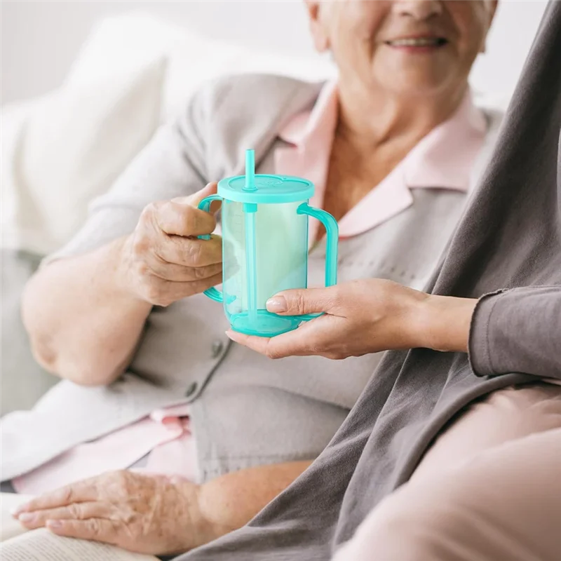 RALCA-12 Oz Plastic Sippy Cups 3 Pcs , Spill Proof Design For Adults For Elderly Disabled Dysphagia Patients  Use