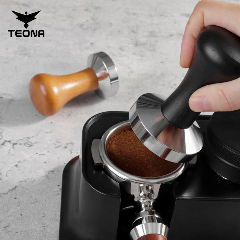 Coffee Barista Espresso Flat Tamper Base, Press Mat, Dosing Ring, Coffee Basket, Portafilter Holder, 58mm, 53mm, 51mm