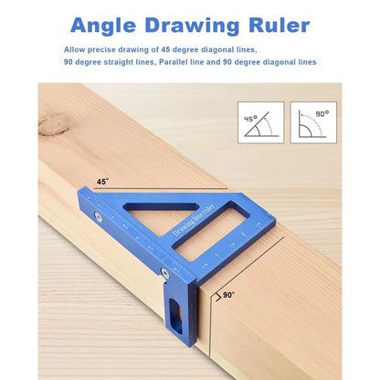 Multi-Angle Measuring Ruler,45/90 Degree Aluminum Alloy Woodworking Square Protractor,Miter Triangle Ruler Easy To Use Red
