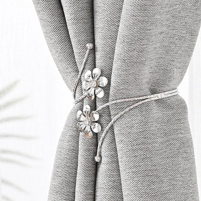 1PC Light Luxury Double Flower Curtain Buckle Gold Silver Curtain Holder Metal Curtain Strap Modern Minimalist Curtain Clip