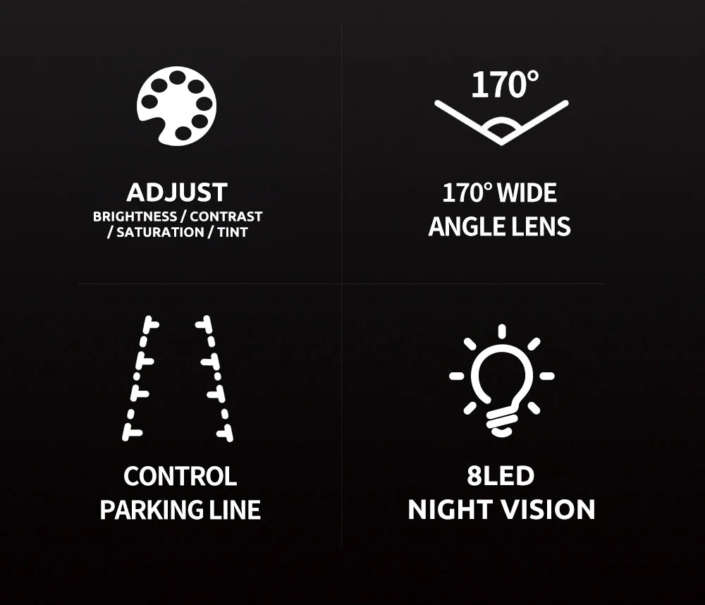 Wide-angle HD car rearview camera reversing video car camera reversing camera 8/LED night vision parking camera