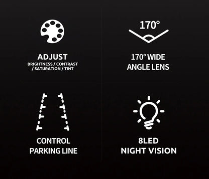 Wide-angle HD car rearview camera reversing video car camera reversing camera 8/LED night vision parking camera