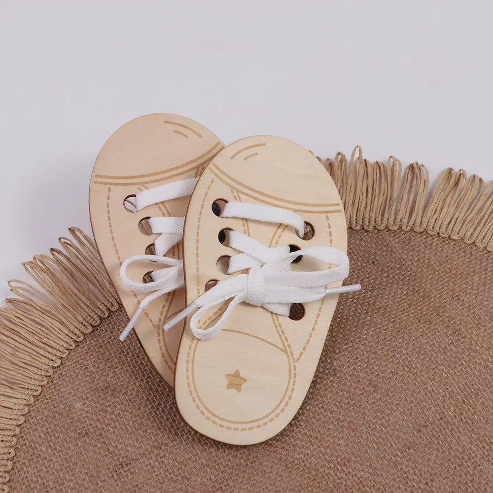 Teaching Tie Shoelaces Wooden Lacing Shoe Toy Tying Shoelaces Boards Learn to Tie Laces Toy Montessori Educational Toy