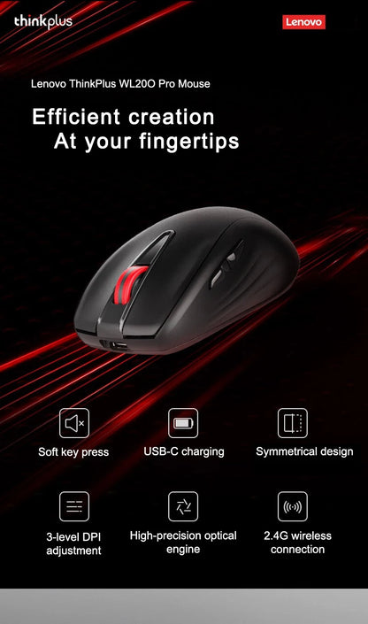 Mouse Lenovo Mouse Black Lenovo Wl200 Pro Rechargeable Light Sound Wireless Mouse